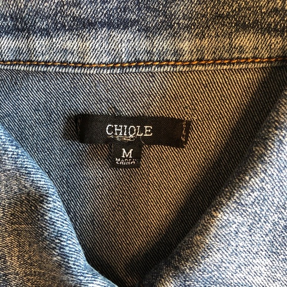 ChiQle Long Sleeve Button Front Classic Blue Jean Denim Jacket Size M - Picture 6 of 8